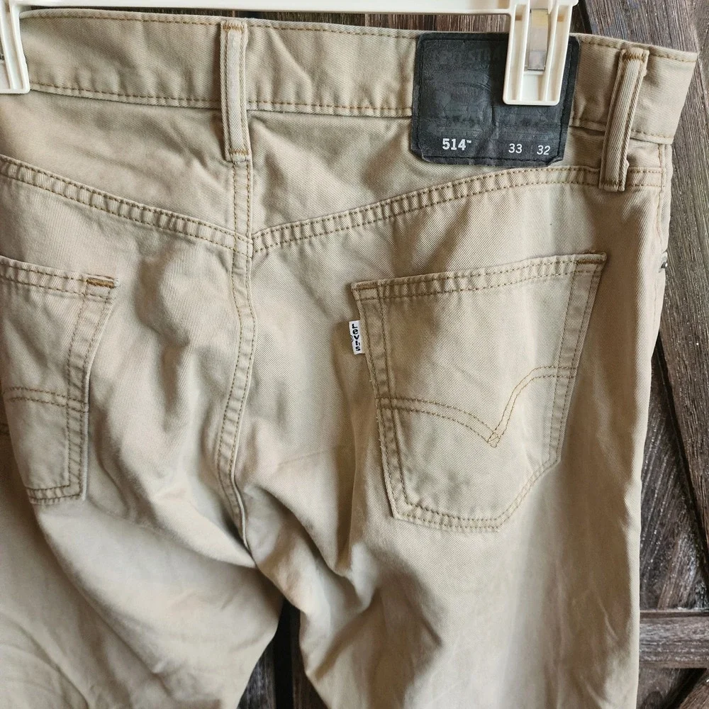 Levis Jeans Men's 33x31 Beige‎ Khaki Cotton Straight Fit Lightweight White Tag